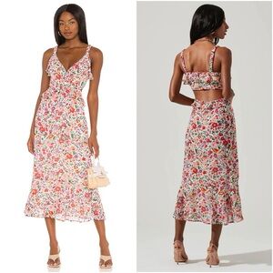 ASTR Wildflower Midi Dress In Red Floral